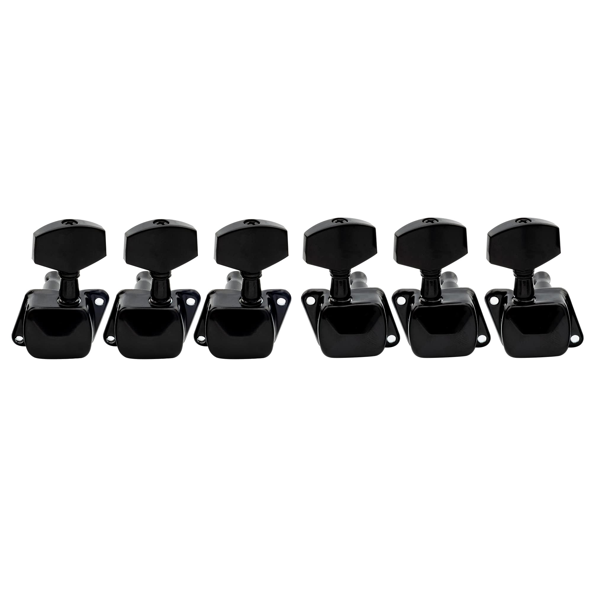 Musiclily 3+3 Semiclosed Guitar Tuners Tuning Keys Pegs Machine Heads Set for Electric/Acoustic Guitar, Black