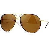 JuicyOrange Oversized Round Pilot Sunglasses Metal Rims Behind Lens Spring Hinge