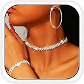 GORAIS Black Jewelry Sets Rhinestone Choker Necklace Earrings Set Prom Costume Jewelry for Women