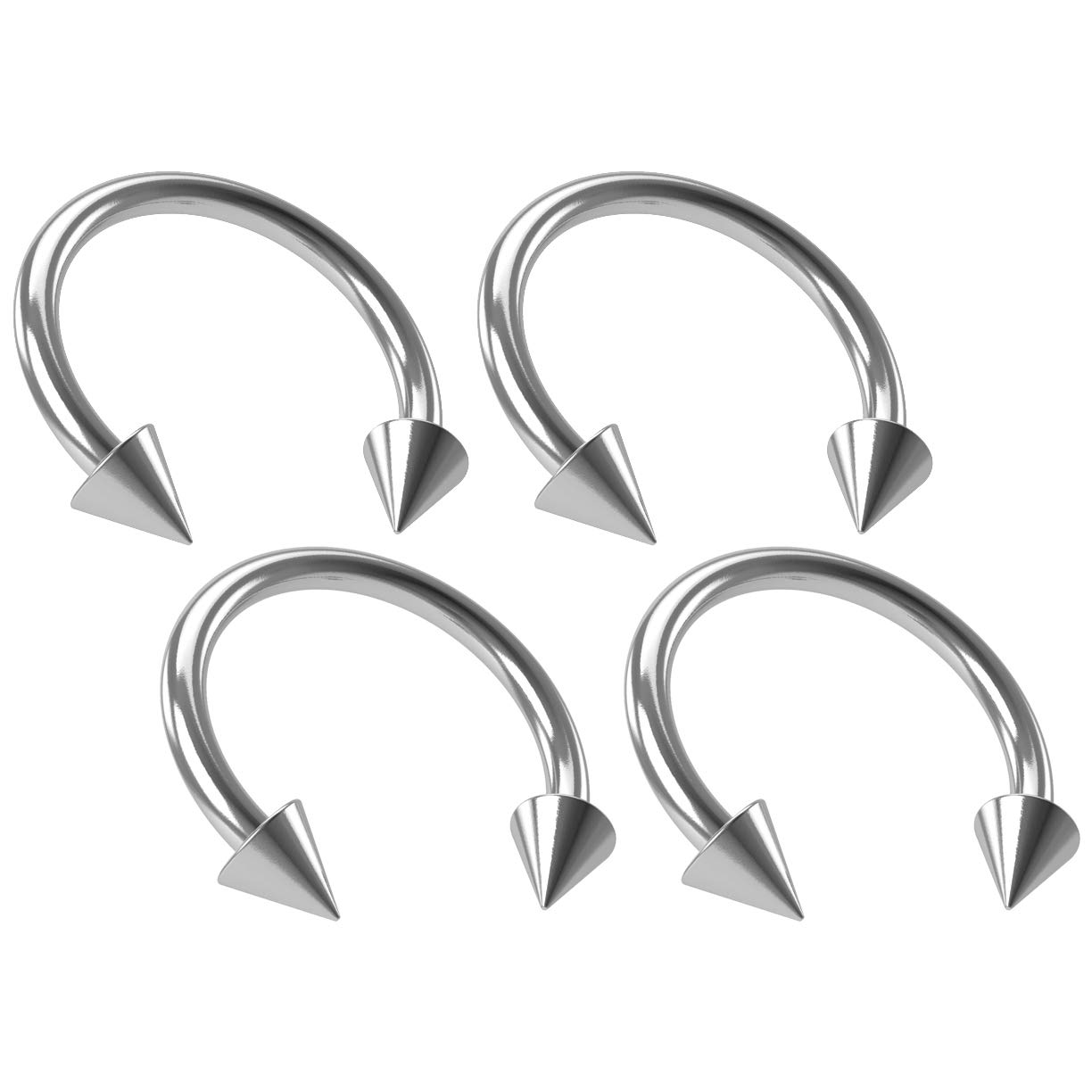 Bling Piercing 2pc 1mm 18g Surgical Stainless Steel Horseshoe Bar Hoop 3mm Spike Circular Barbells Earrings Cartilage Helix Septum Nose Lip Rings - 6mm