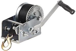 Dawot 2500lbs Boat Trailer Winch Hand Winch Boat Winch Heavy Duty Hook with 22ft Black Strap Hand Crank Ratchet Winch and Ratio 4:1/8:1 Gear 2 Speed Switchable 2 Way for Boat Trailer Marine Truck ATV