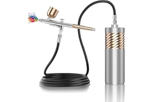 RHINOWISDOM Cordless-Airbrush Kit Handheld Mini Air-Brush Compressor - Rechargeable Portable High Pressure Air Brushes for Painting, Tattoo, Nail Art, Model, Makeup, Cake, Barber