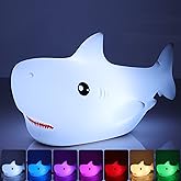 Tremdwoto Night Light for Kids, 7 Colors Shark Night Light Rechargeable Squishy Silicone LED Nightlight Lamp as Birthday Christmas Gifts for Baby Boys Children Toddlers Tween Girls Nursery