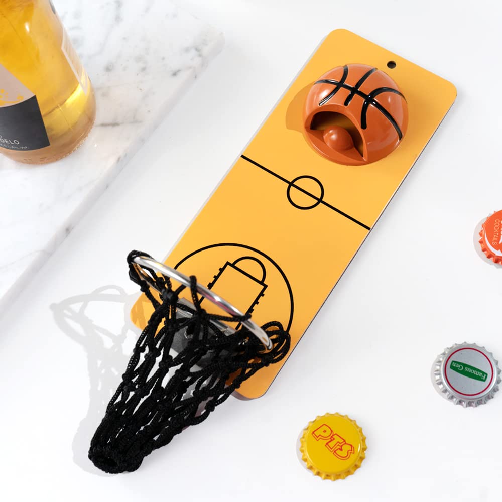 Arola Magnetic Basketball Bottle Opener, Removable Metal Wall Mounted Opener with Cap Catcher Collector, Gift for Basketball、Beer Lovers and Men, Use as Kitchen-Yard-Bar Decoration.…