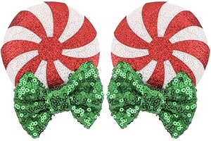 CLGIFT Minnie Ears Baby/Toddler Headband with Peppermint Candy Hair Clip Flexible Hairband, Sequin on both sides, Perfect for Halloween, Christmas, Birthday