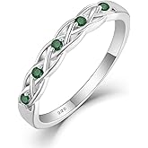 Inpasne Infinity Celtic Knot Ring 925 Sterling Silver Twisted Knot Birthstone Ring Statement Rings for Women Size 5-10