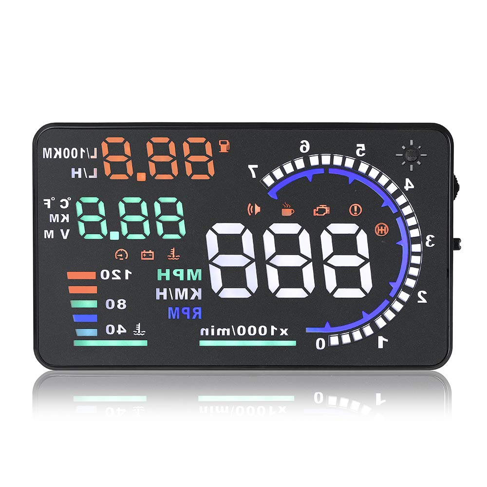BW New Universal 5.5" Large Screen Multicolour Car HUD Head Up Display With OBD2 Interface Plug & Play Car HUD Display