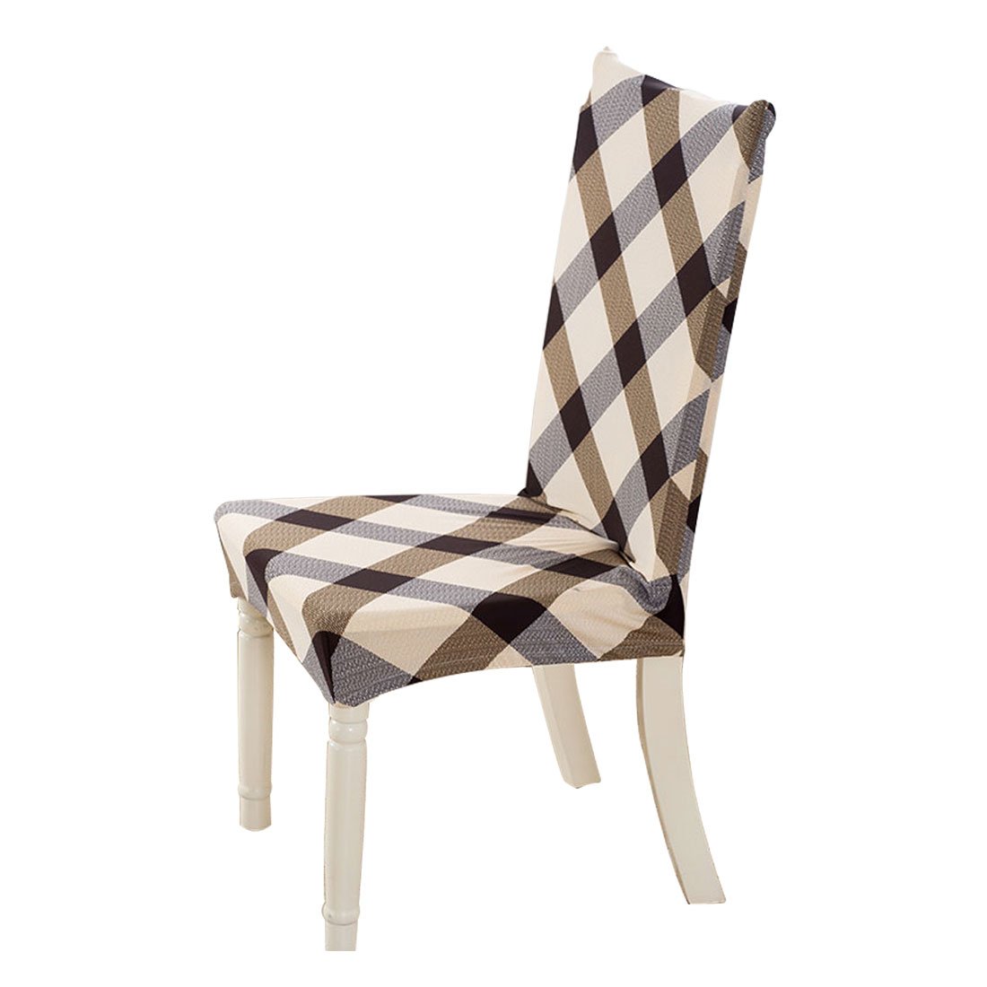 sourcing map Dining Chair Cover,Stretch Bar Stool Slipcover Kitchen Chair Protector Spandex Chair Seat Cover for Home Decorative/Dining Room/Party/Wedding (Medium,Plaid Pattern)