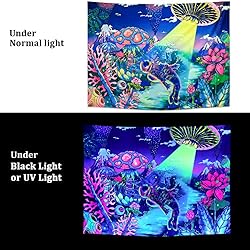 Amhokhui Blacklight Astronaut Tapestry UV Reactive