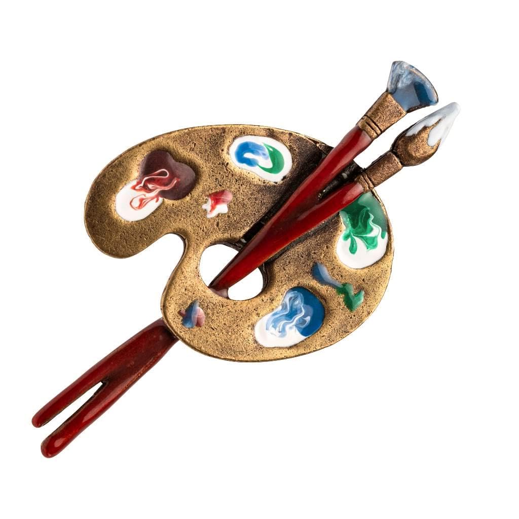 Painters Palette Brooch Enamel, for Coat Dress Sweater Shawl Handbag
