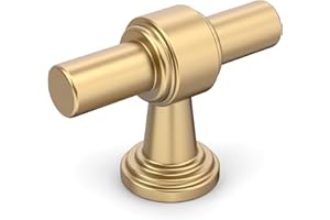 Amerdeco 10 Pack Champagne Bronze Cabinet Knobs 1.46 Inch(37mm) Single Hole Cabinet Handles Rectangle Dresser Knobs Drawer Knobs and Pulls for Bathroom Cabinets ZH0069