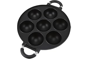 Zhjvihx Takoyaki Pan, 7 Hole Nonstick Aluminum Alloy Grill Pan for Japanese Octopus Balls Aebleskiver Pancake Puff, Takoyaki 
