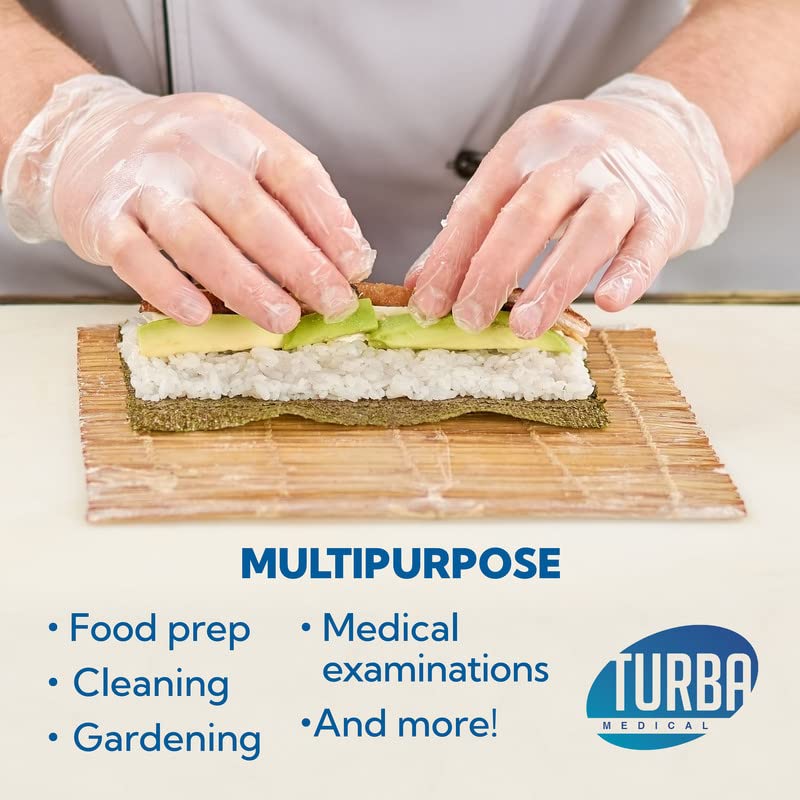 TURBA Clear LatexFree Disposable Gloves 100 Ct. SingleUse PowderFree Vinyl Gloves Non