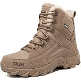 QUH Winter Snow Boots Waterproof Military Training Fur Lined Anti Slip Warm Boots Thickened Cotton Walking Ankle Boots For Man