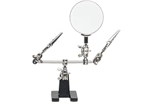 AORAEM Helping Hands Magnifier with Dual Adjustable Alligator Clips in 2.5X Magnifying Glass Soldering Station for Crafting, Hobby, Micro Objects (Not Include Battery)
