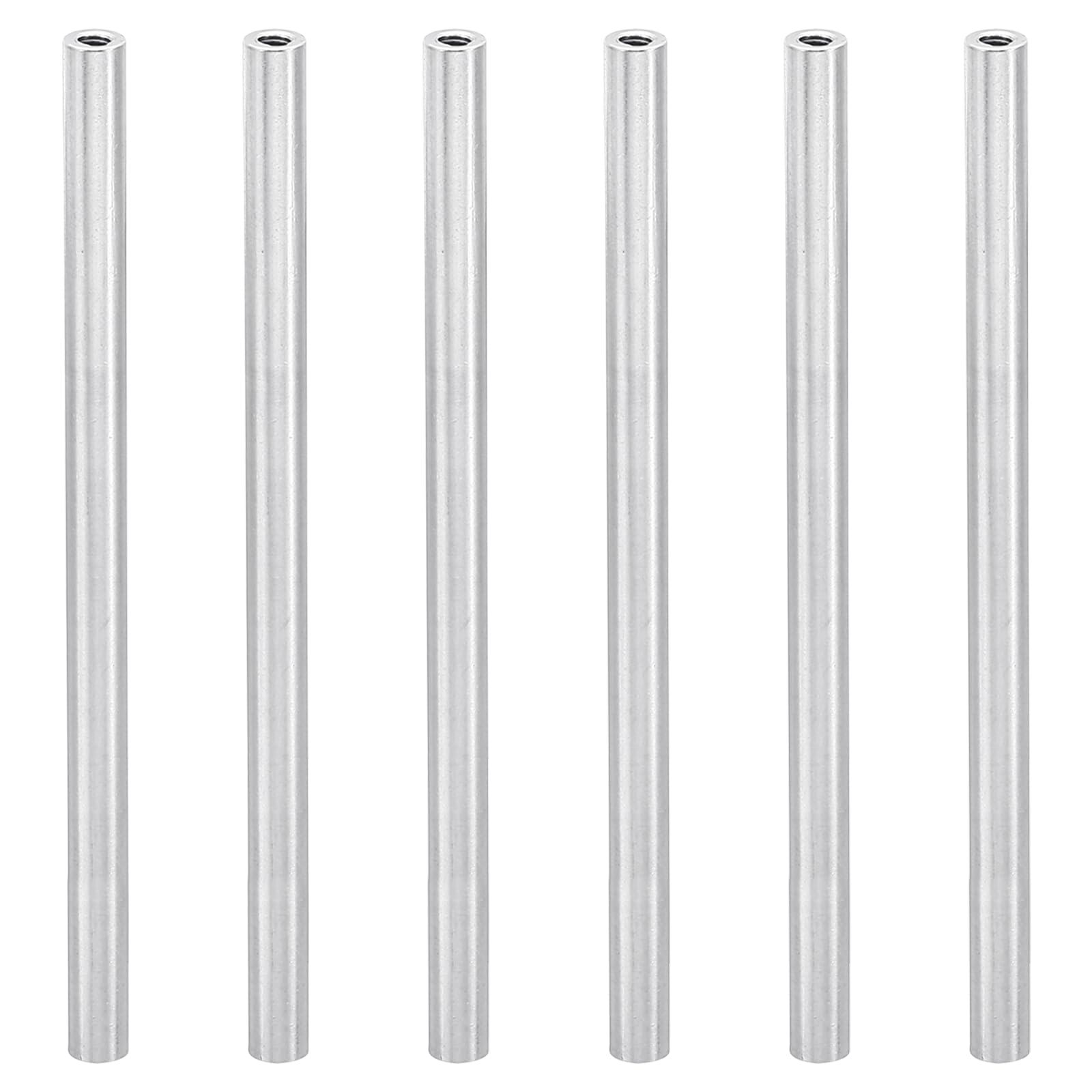 PATIKIL 6pcs M3 Metal Threaded Standoff Spacer Nuts, Round Aluminum Spacers Female Coupling Screws, 1/8" ID x 3/16" OD, Silver 3x5x90mm