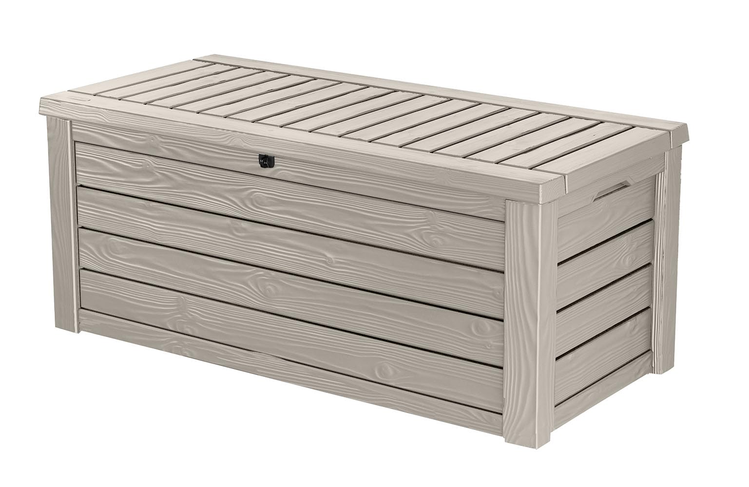 Keter Westwood 150 Gallon Resin Large Outdoor Storage Box for Patio Furniture, Outdoor Cushions, Garden Tools and Pool Floats, Beige Image