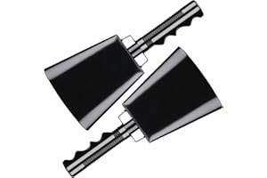 Deke Home - 2 Pack 10 Inch Steel Cowbells with Handle, Loud Noise Makers for Football, Sports, Parties, Competitions, School Spirit & Safety, Large Hand Bell for Cheering & Percussion Instrument