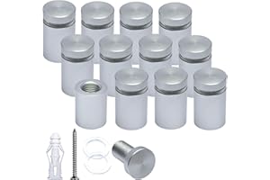 BESTANDOFF Pack of 12, Aluminum Standoff Screws, Wall Sign Standoff Mounting Hardware Advertising Glass Standoff Nail for Hanging Acrylic Picture Frame (12, Satin Chrome, 5/8" x 3/4")