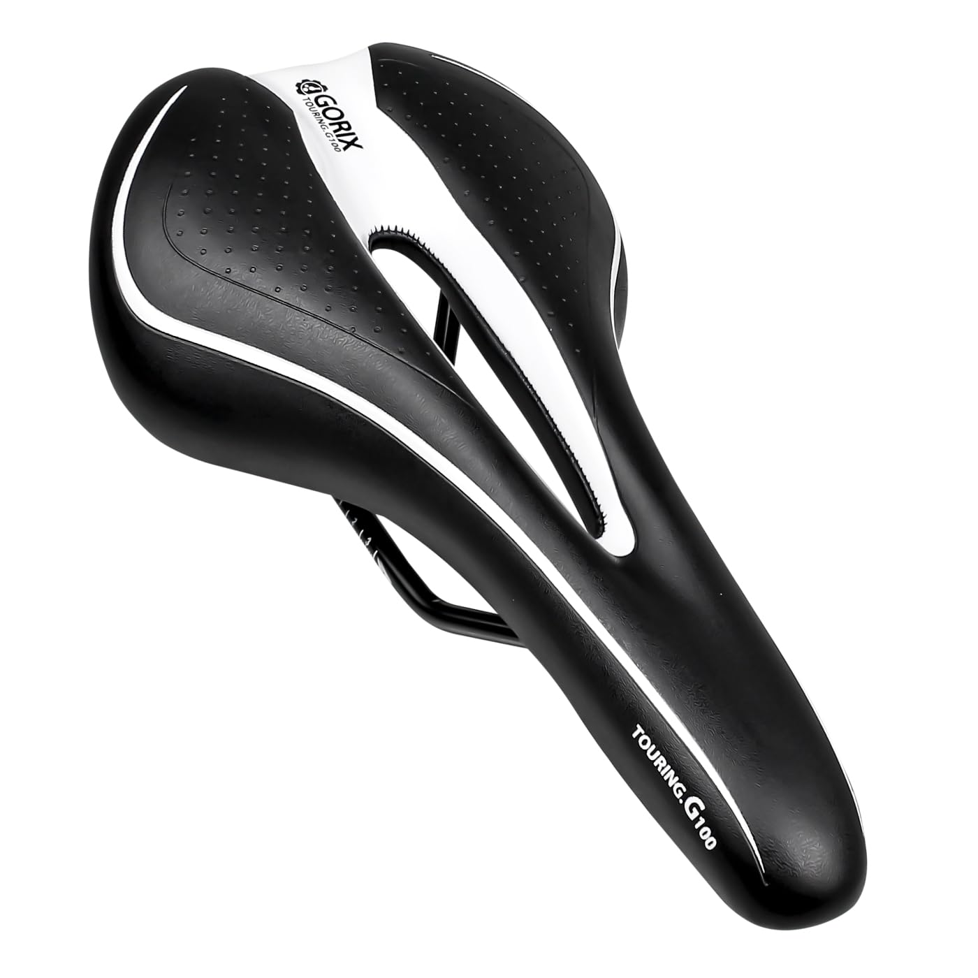 GORIX Bike Saddle Seat Comfortable Cushion with Rail Mountain Road Bicycle for Men and Women (GX-C19) (Black×White)