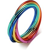 JAJAFOOK Women's Stainless Steel Gold-Tone Silver-Tone Rose Triple Band Interlocked Rolling Ring (Rainbow, 10)