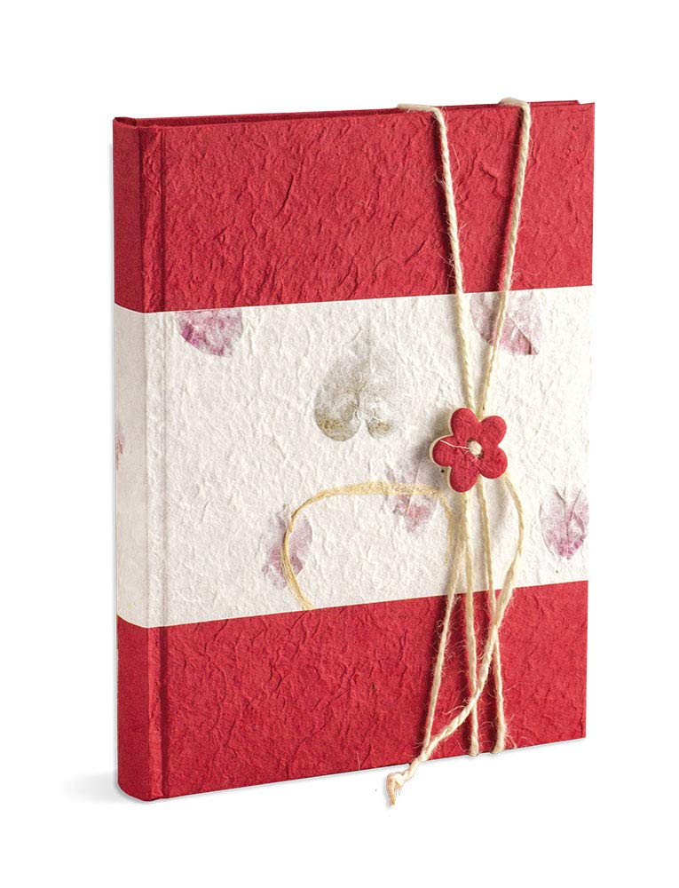 Mareli Photo Album 20 x 25 cm in Red and White Rice Paper with Button and Decorative Twine, 60 White Pages with Velina Pergamino (30 Sheets)