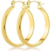 14k Gold Earrings for Women 14k Gold Hoop Earrings for Women Trendy Chunky, Hypoallergenic Earrings for Womens Unique Pattern Jewelry
