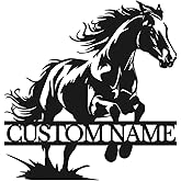 Custom Horse Metal Wall Art Name Sign,Personalized Horseshoe Sign,Personalized Horse Metal Wall Hanging Sign,Horse Ranch Name Sign,Farmhouse Decor, Horse Lover Gift (Style G)