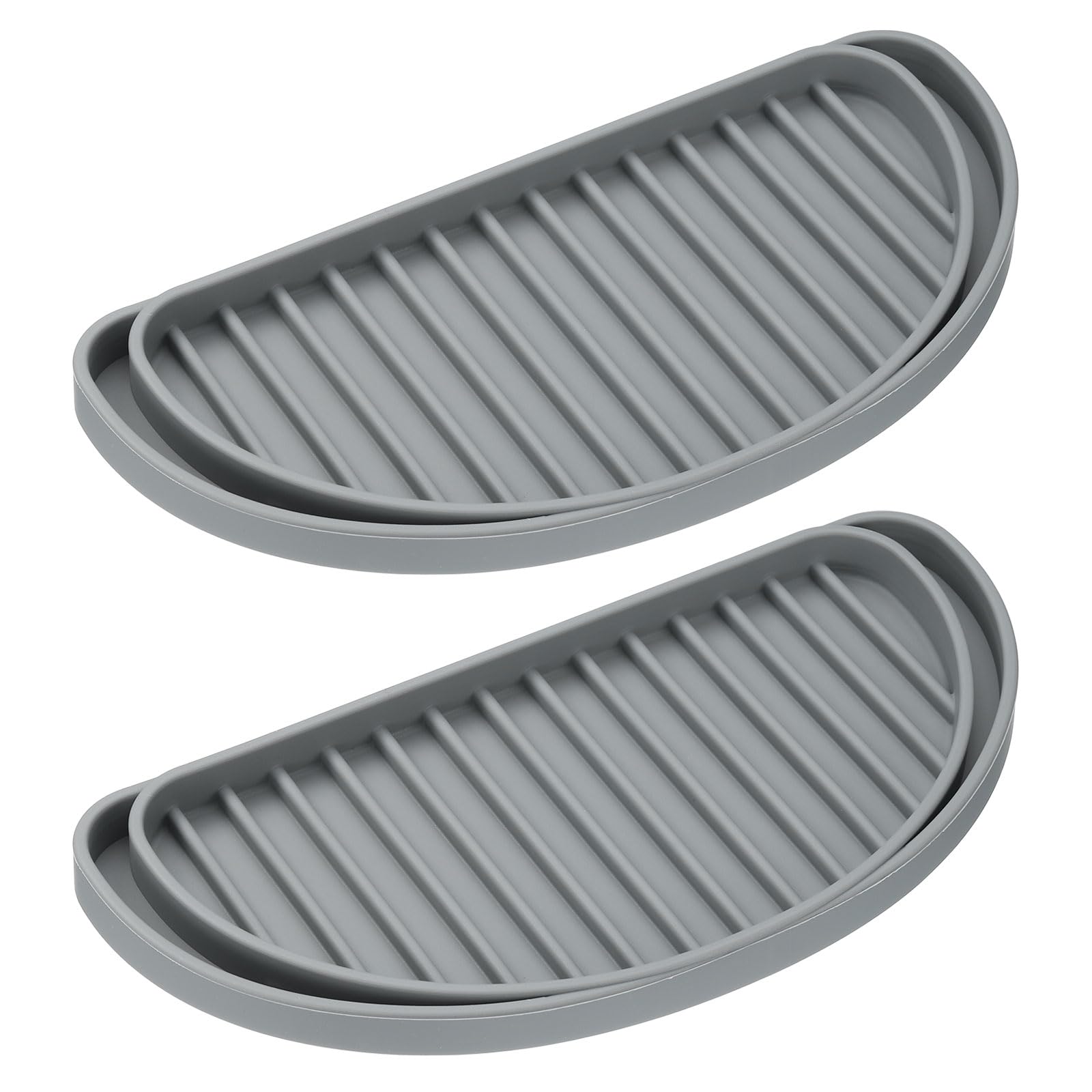 uxcell 2 Pack Refrigerator Drip Catcher, Silicone Mini Fridge Drip Tray, Semi-Circular Refrigerator Drip Pan Prevents Water Splashes, Water Spots, Grey