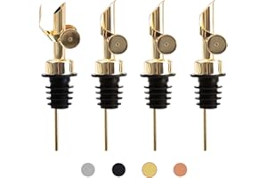 4 PCS Stainless Steel Pourers，Liquor Bottle Pourers Dispenser Spout Cover，Liquor Pour Spout With Cap，Suitable For Olive Oil D