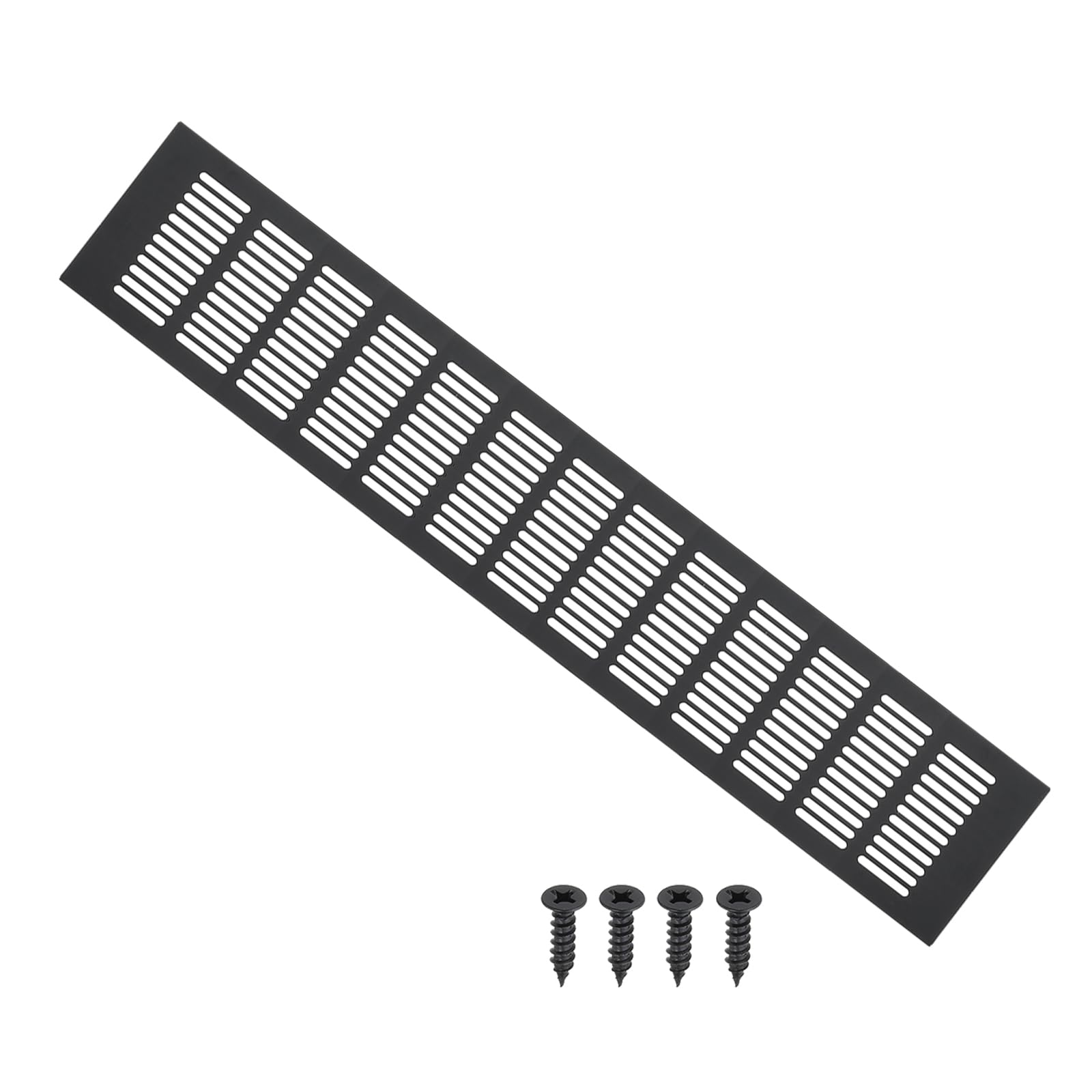 PATIKIL 20 x 4 Inch Door Air Vent Cover, Aluminum Grille Ventilation Cover Louvered with Mounting Screws for Cabinet Wardrobe Door, Black