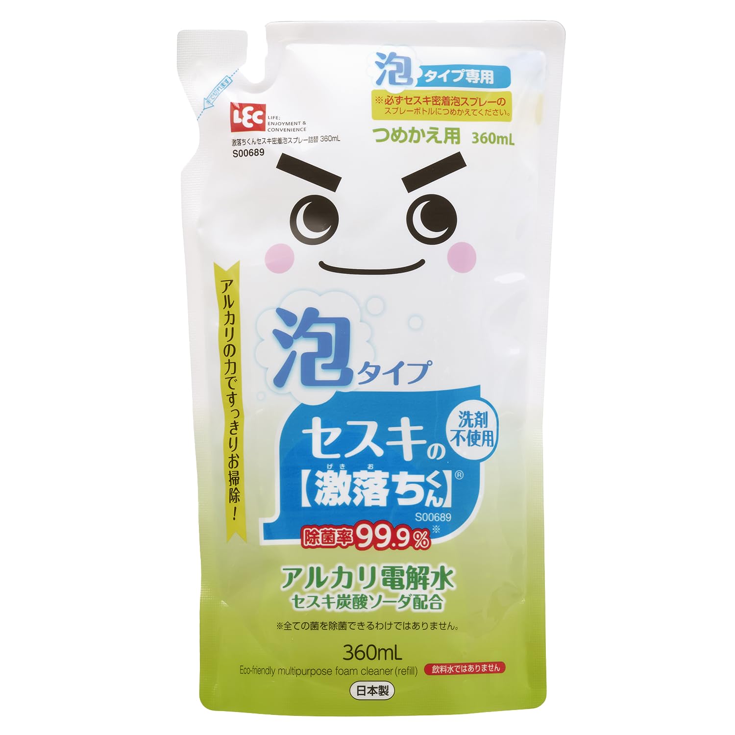 レック(LEC) セスキの激落ちくん 密着泡スプレー 詰め替え 360ml (洗浄・除菌・消臭) アルカリ電解水 + セスキ炭酸ソーダ 安心 安全 2度拭き不要商品画像