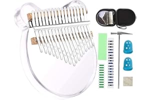 SDYQD Acrylic Kalimba Thumb Piano, Portable 17 Keys Mbira Crystal Finger Piano with Tune Hammer and Study Instruction, Musical Instruments Christmas Gift for Kid Adult Beginners Professional (Clear)