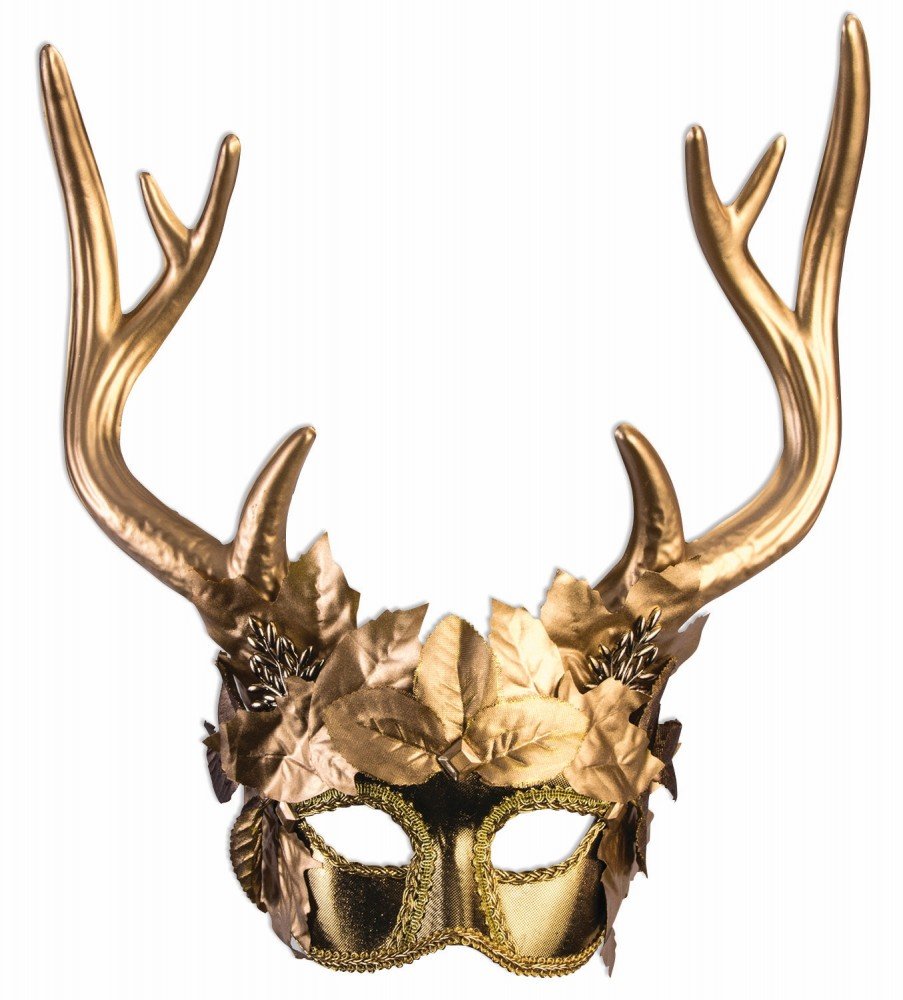 shoperama Mask Artemis Goddess of Hunting with Deer Antlers Gold