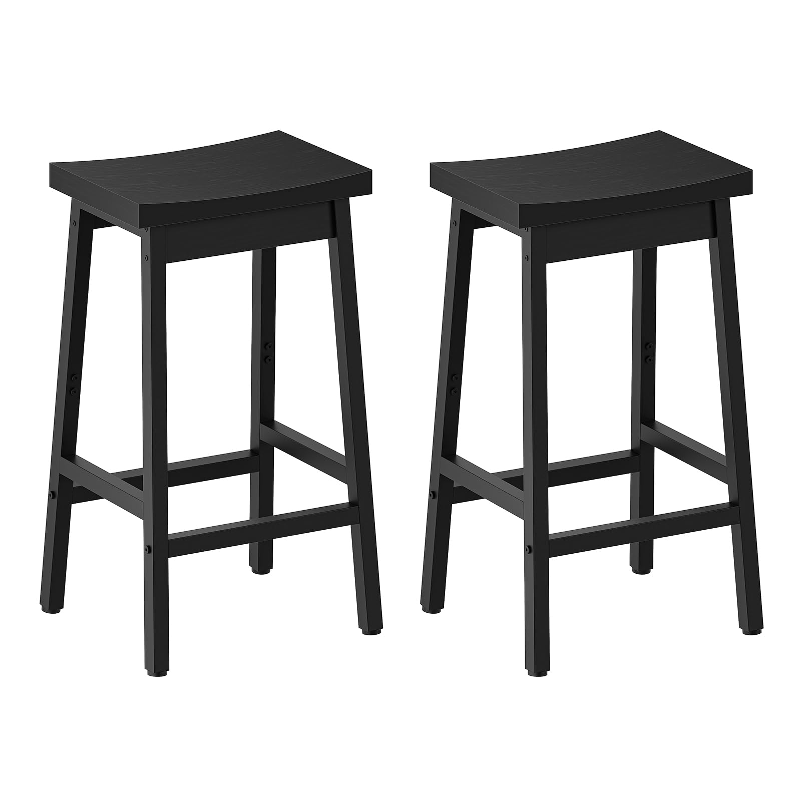 Photo 1 of YATINEY Bar Stools Set of 2, 25.2 Inch Saddle Kitchen Counter Stools with Footrest, Modern Bar Chairs, Counter Height Stools, for Dining Area, Island, Living Room, Pub, Black BY05L2BB