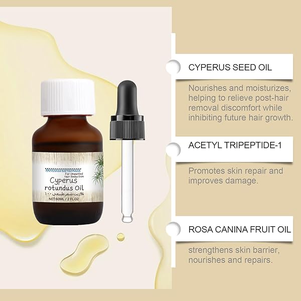 2PCS CYPERUS ROTUNDUS OIL,NATURAL CYPERUS ROTUNDUS OIL FOR HAIR REMOVAL,REDUCES UNWANTED HAIR GROWTH,MOISTURIZES & SOOTHES SKIN,REDUCING BODY HAIR GROWTH,SHRINK PORES FOR ALL SKIN TYPES(60ML)
