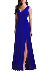 MUSHARE Women's V Neck Sleeveless Split Formal