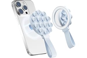 UPONSZ Magnetic Silicone Suction Cup Phone Mount Built-in Mirror for MagSafe,Sticky Phone Grip Holder for iPhone, Hands-Free for Makeup Shower, Octo Sticky Buddy Thing Back of Case for TikTok Selfie Video