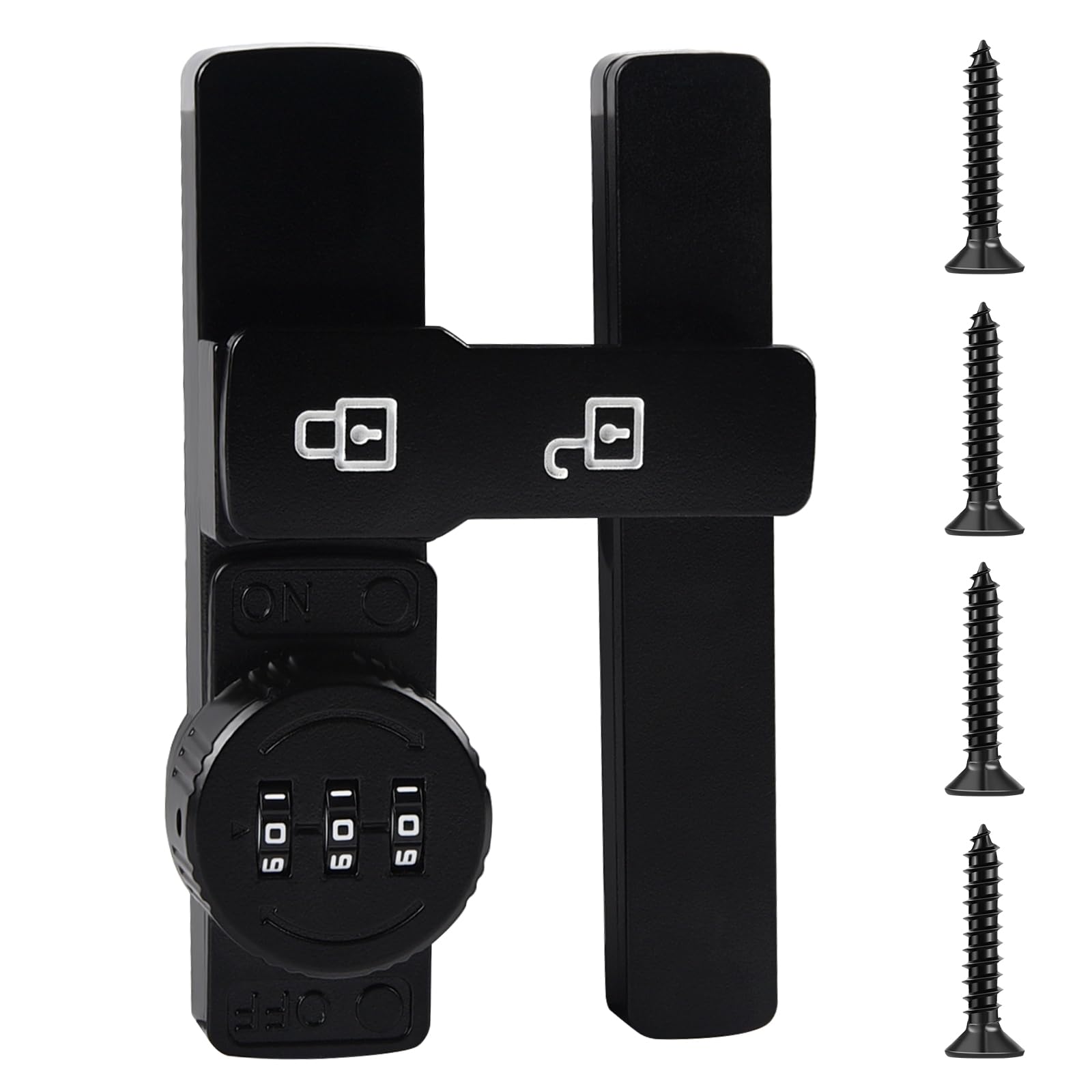 Befun 180 Degree Mechanical Password Door Lock, Black, 3-Digit Combination Lock, Securing Various Indoor and Outdoor Wooden Doors, Windows