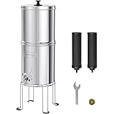 Waterdrop Gravity-fed Water Filtration System, NSF/ANSI 42&372 Certified Black Carbon Filters, Reduce Lead and Up to 99% Chlorine, with Stainless Steel Stand, 1.5 Gallons