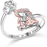 JZMSJF S925 Sterling Silver Dog Paw Print Ring Puppy Pet Ring Jewelry Gift Always in My Heart for Women Dog Lover