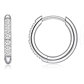 Limerencia F136 Titanium Earring Hoops Small Cubic Zirconia Huggie Hoops Gold Silver Tone Cuff Earrings Cartilage Piercing Jewelry for Women Sensitive Ears(6-12 mm)