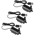 SIPYTOPF 3PCS DC 3-5V USB Micro Submersible Mini Water Pump,Small Aquarium Pump for Fish Tank Aquariums Pond Fountain Hydroponics Garden (Black)