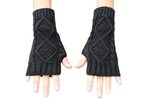 Novawo Womens Winter Arm Warmers Warm Fingerless Gloves Hand Crochet