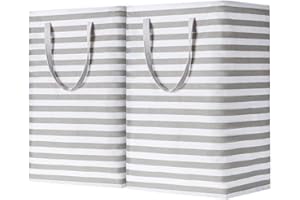BOOMIBOO 2-Pack Large Laundry Basket,Waterproof Freestanding Laundry Hamper,Collapsible Clothes Basket with Easy Carry Handles in Laundry Room Bathroom Bedroom Dorm,Grey,75L