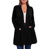 Women's Plus Size Cardigans Sweaters Casual Lightweight Open Front Cardigan Long Sleeve Tops with Pocket