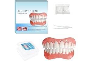 AIKAPLUS Moldable False Teeth - Silicone Dentures - Men and Veneers Teeth for Women - Upper and Lower Matching Set, Convenient and Quick, Suitable for Daily, Party - 1PCS - F