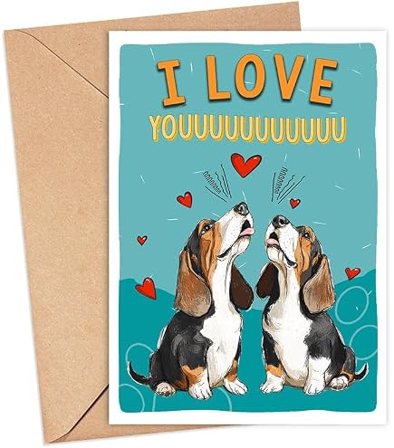 Whitman And Daughter Funny Basset Hound Birthday Card, Dog Greeting Card (1 Premium Card, 5X7 Inch) Blank For Every Occasion Like Retirement, Thank You, Or Thinking Of You - 729