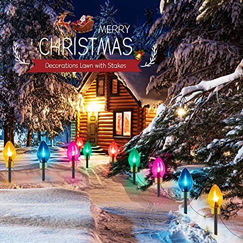 Jumbo C9 Christmas Lights Outdoor Decorations Lawn with Pathway Marker