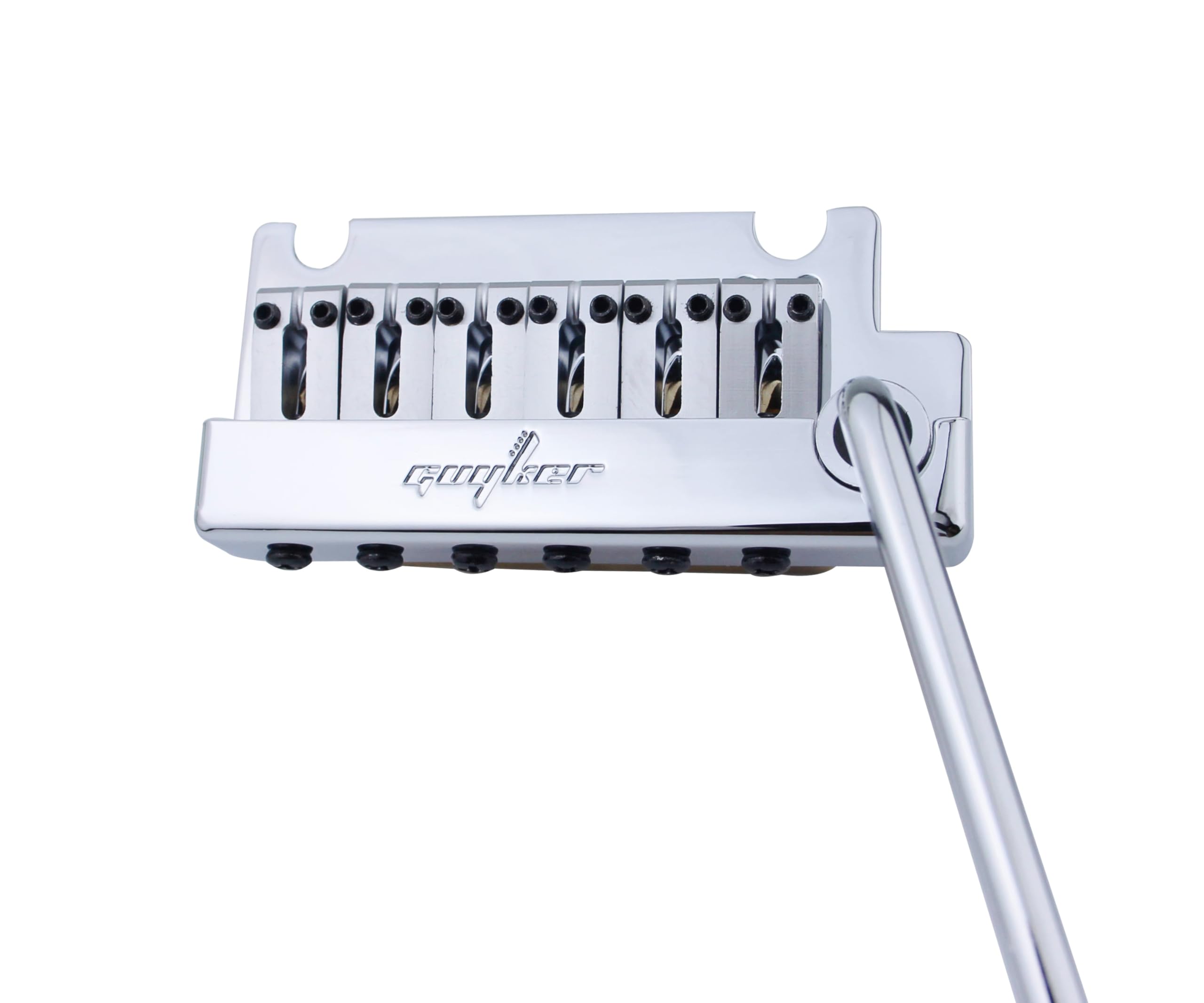 Guyker Guitar Tremolo Bridge String Spacing 10.8MM with Brass Saddle and Brass Block & Bridge Stud, Spring and Claw, Pop-In Vibrato Bar, Complete Install Kit, GG1009 Chrome
